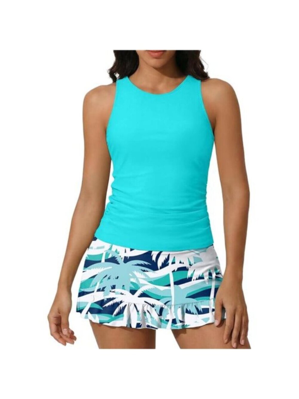 Women's Tankini Swimsuit with Skirt Two Piece Tummy Control Bathing Suit